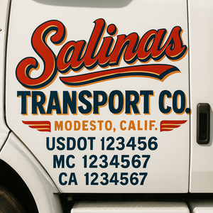 Truck Door Decal Sticker Lettering With USDOT, MC, CA, KYU, GVW & More | Custom Truck Door Decal Sticker Signs (Set of 2)