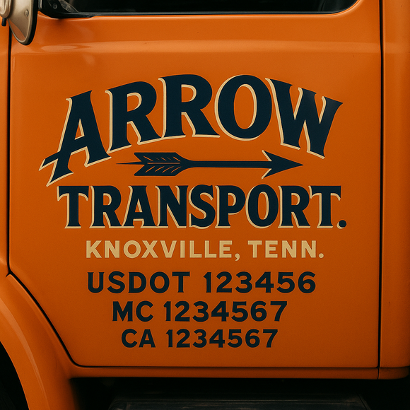Truck Door Decal Sticker Lettering With USDOT, MC, CA, KYU, GVW & More | Custom Truck Door Decal Sticker Signs (Set of 2)