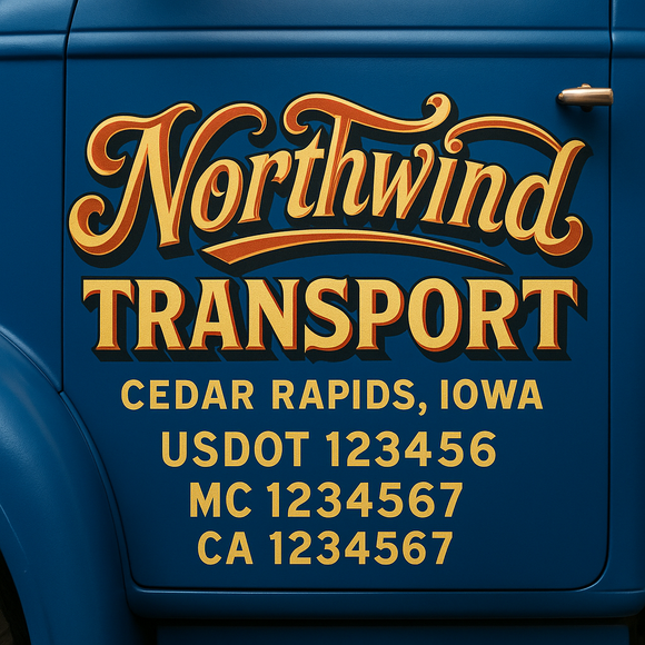 Truck Door Decal Sticker Lettering With USDOT, MC, CA, KYU, GVW & More | Custom Truck Door Decal Sticker Signs (Set of 2)