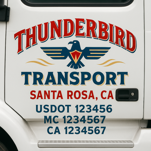 Truck Door Decal Sticker Lettering With USDOT, MC, CA, KYU, GVW & More | Custom Truck Door Decal Sticker Signs (Set of 2)