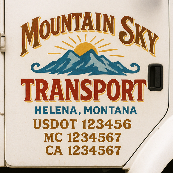 Truck Door Decal Sticker Lettering With USDOT, MC, CA, KYU, GVW & More | Custom Truck Door Decal Sticker Signs (Set of 2)