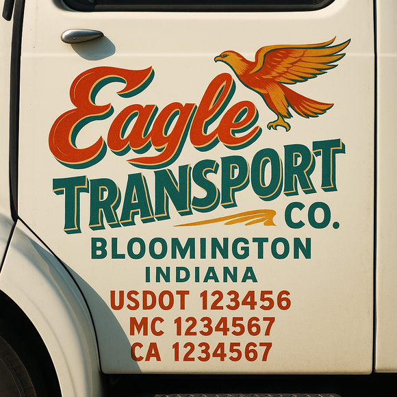 Truck Door Decal Sticker Lettering With USDOT, MC, CA, KYU, GVW & More | Custom Truck Door Decal Sticker Signs (Set of 2)