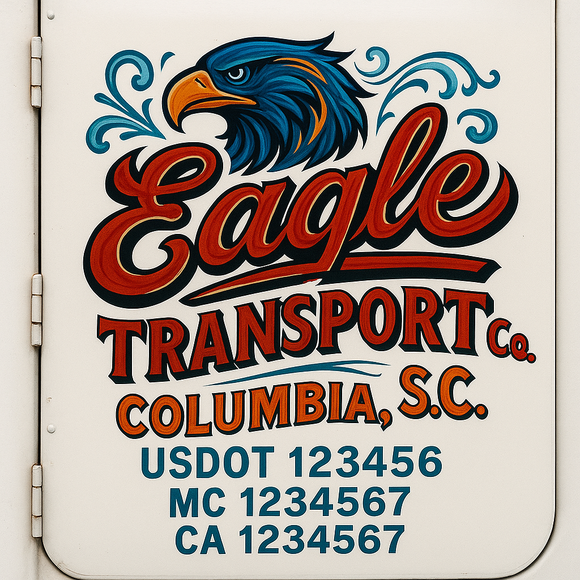 Truck Door Decal Sticker Lettering With USDOT, MC, CA, KYU, GVW & More | Custom Truck Door Decal Sticker Signs (Set of 2)