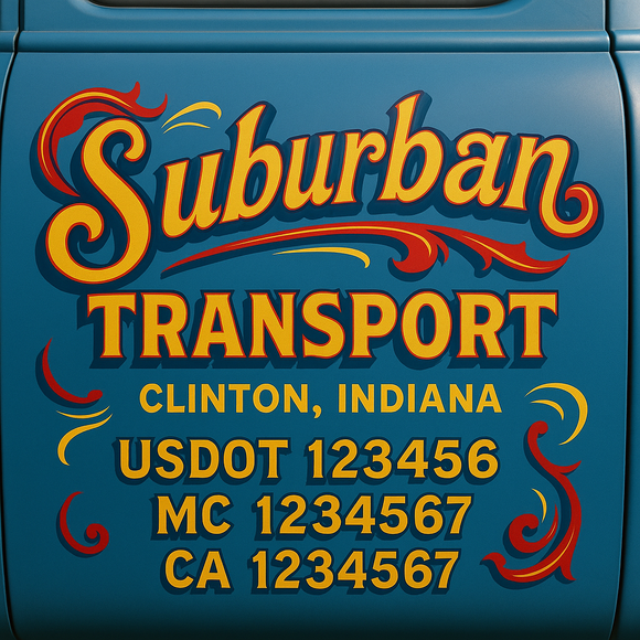 Truck Door Decal Sticker Lettering With USDOT, MC, CA, KYU, GVW & More | Custom Truck Door Decal Sticker Signs (Set of 2)