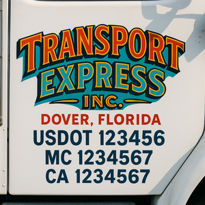Truck Door Decal Sticker Lettering With USDOT, MC, CA, KYU, GVW & More | Custom Truck Door Decal Sticker Signs (Set of 2)