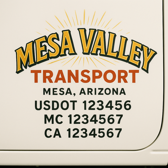 Truck Door Decal Sticker Lettering With USDOT, MC, CA, KYU, GVW & More | Custom Truck Door Decal Sticker Signs (Set of 2)