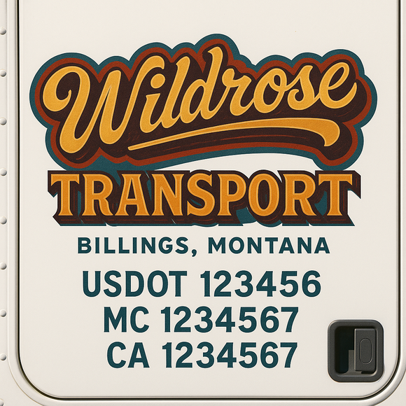 Truck Door Decal Sticker Lettering With USDOT, MC, CA, KYU, GVW & More | Custom Truck Door Decal Sticker Signs (Set of 2)