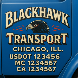 Truck Door Decal Sticker Lettering With USDOT, MC, CA, KYU, GVW & More | Custom Truck Door Decal Sticker Signs (Set of 2)