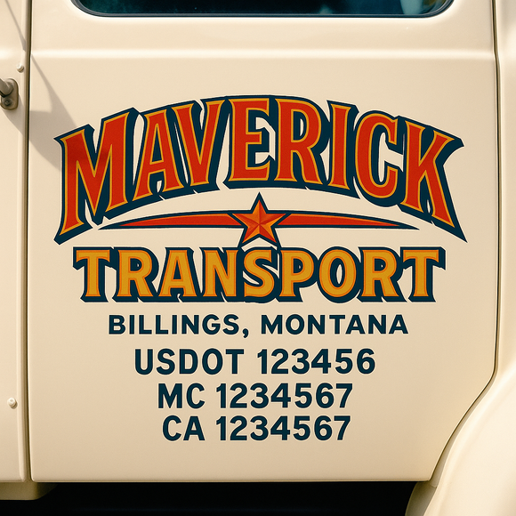Truck Door Decal Sticker Lettering With USDOT, MC, CA, KYU, GVW & More | Custom Truck Door Decal Sticker Signs (Set of 2)