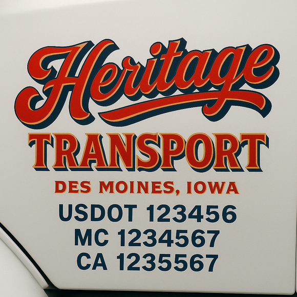 Truck Door Decal Sticker Lettering With USDOT, MC, CA, KYU, GVW & More | Custom Truck Door Decal Sticker Signs (Set of 2)