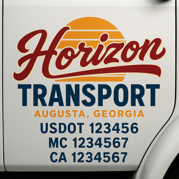 Truck Door Decal Sticker Lettering With USDOT, MC, CA, KYU, GVW & More | Custom Truck Door Decal Sticker Signs (Set of 2)
