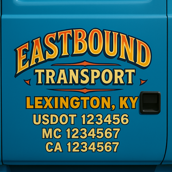 Truck Door Decal Sticker Lettering With USDOT, MC, CA, KYU, GVW & More | Custom Truck Door Decal Sticker Signs (Set of 2)