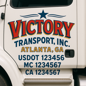 Truck Door Decal Sticker Lettering With USDOT, MC, CA, KYU, GVW & More | Custom Truck Door Decal Sticker Signs (Set of 2)