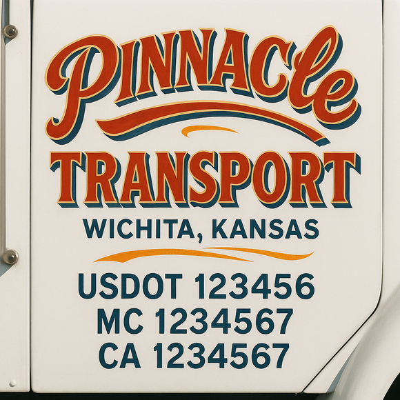 Truck Door Decal Sticker Lettering With USDOT, MC, CA, KYU, GVW & More | Custom Truck Door Decal Sticker Signs (Set of 2)