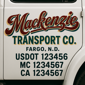 Truck Door Decal Sticker Lettering With USDOT, MC, CA, KYU, GVW & More | Custom Truck Door Decal Sticker Signs (Set of 2)