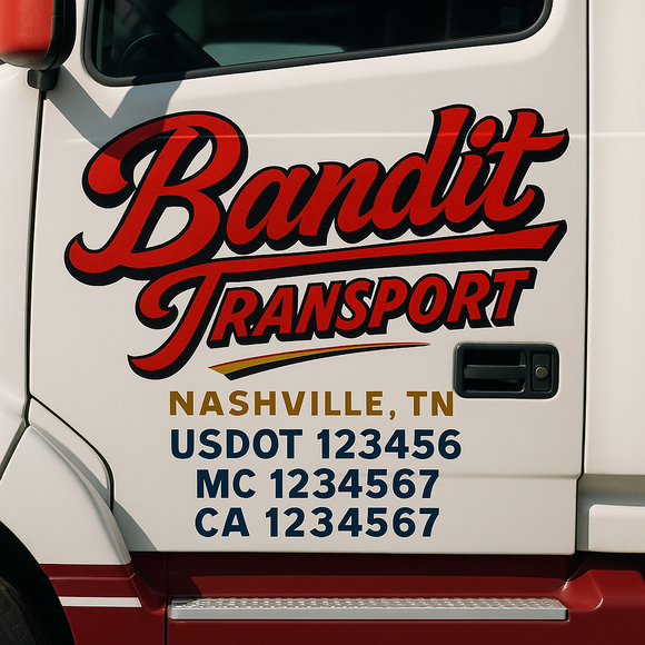 Truck Door Decal Sticker Lettering With USDOT, MC, CA, KYU, GVW & More | Custom Truck Door Decal Sticker Signs (Set of 2)