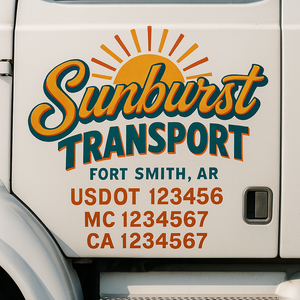 Truck Door Decal Sticker Lettering With USDOT, MC, CA, KYU, GVW & More | Custom Truck Door Decal Sticker Signs (Set of 2)