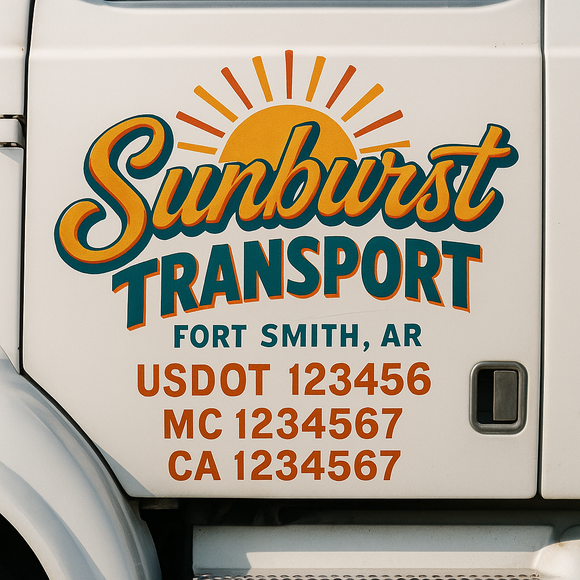 Truck Door Decal Sticker Lettering With USDOT, MC, CA, KYU, GVW & More | Custom Truck Door Decal Sticker Signs (Set of 2)