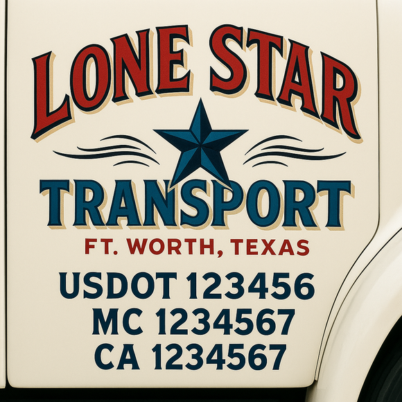 Truck Door Decal Sticker Lettering With USDOT, MC, CA, KYU, GVW & More | Custom Truck Door Decal Sticker Signs (Set of 2)