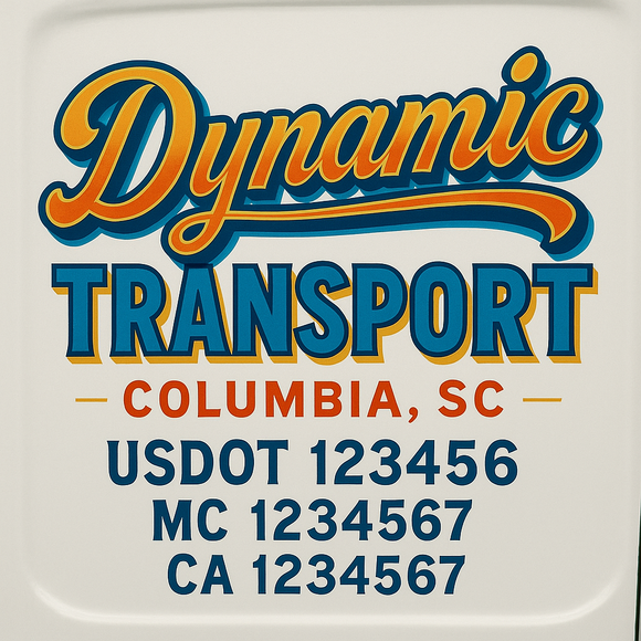 Truck Door Decal Sticker Lettering With USDOT, MC, CA, KYU, GVW & More | Custom Truck Door Decal Sticker Signs (Set of 2)
