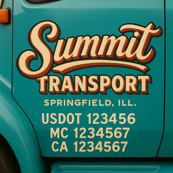Truck Door Decal Sticker Lettering With USDOT, MC, CA, KYU, GVW & More | Custom Truck Door Decal Sticker Signs (Set of 2)