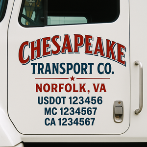 Truck Door Decal Sticker Lettering With USDOT, MC, CA, KYU, GVW & More | Custom Truck Door Decal Sticker Signs (Set of 2)