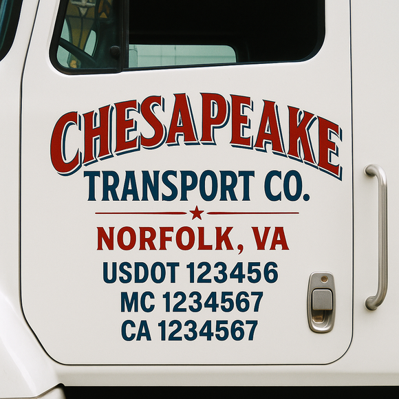Truck Door Decal Sticker Lettering With USDOT, MC, CA, KYU, GVW & More | Custom Truck Door Decal Sticker Signs (Set of 2)