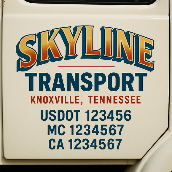 Truck Door Decal Sticker Lettering With USDOT, MC, CA, KYU, GVW & More | Custom Truck Door Decal Sticker Signs (Set of 2)