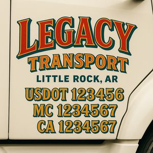 Truck Door Decal Sticker Lettering With USDOT, MC, CA, KYU, GVW & More | Custom Truck Door Decal Sticker Signs (Set of 2)