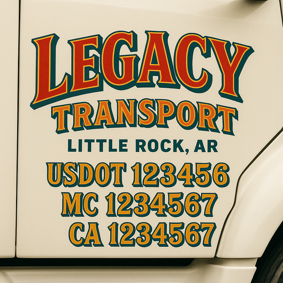 Truck Door Decal Sticker Lettering With USDOT, MC, CA, KYU, GVW & More | Custom Truck Door Decal Sticker Signs (Set of 2)