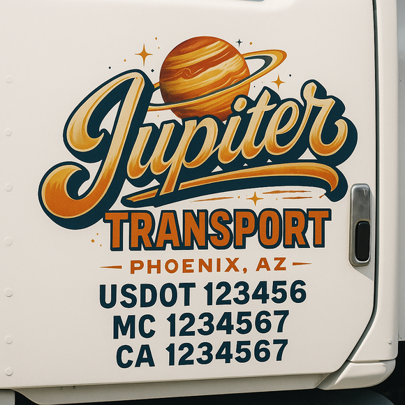 Truck Door Decal Sticker Lettering With USDOT, MC, CA, KYU, GVW & More | Custom Truck Door Decal Sticker Signs (Set of 2)