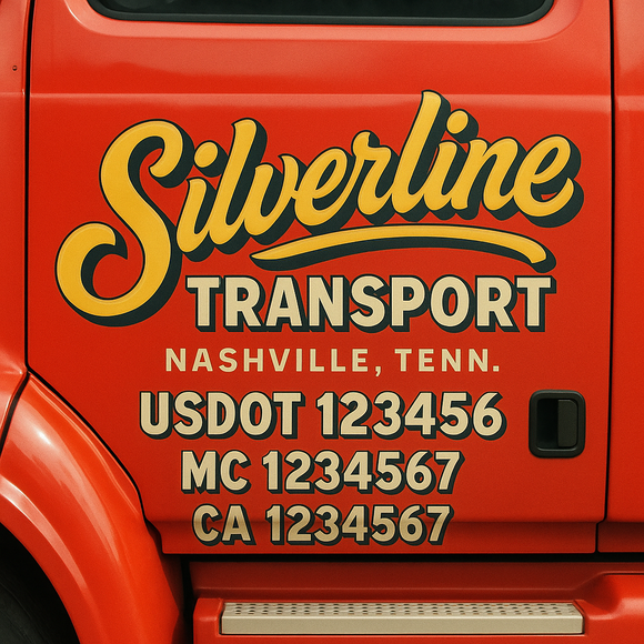 Truck Door Decal Sticker Lettering With USDOT, MC, CA, KYU, GVW & More | Custom Truck Door Decal Sticker Signs (Set of 2)