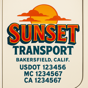 Truck Door Decal Sticker Lettering With USDOT, MC, CA, KYU, GVW & More | Custom Truck Door Decal Sticker Signs (Set of 2)
