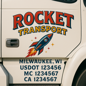 Truck Door Decal Sticker Lettering With USDOT, MC, CA, KYU, GVW & More | Custom Truck Door Decal Sticker Signs (Set of 2)
