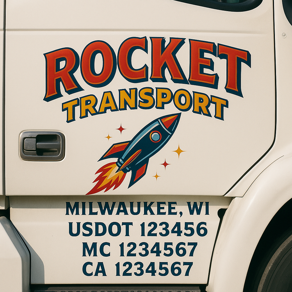 Truck Door Decal Sticker Lettering With USDOT, MC, CA, KYU, GVW & More | Custom Truck Door Decal Sticker Signs (Set of 2)