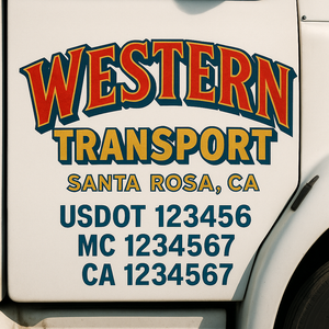 Truck Door Decal Sticker Lettering With USDOT, MC, CA, KYU, GVW & More | Custom Truck Door Decal Sticker Signs (Set of 2)