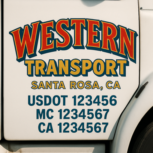 Truck Door Decal Sticker Lettering With USDOT, MC, CA, KYU, GVW & More | Custom Truck Door Decal Sticker Signs (Set of 2)