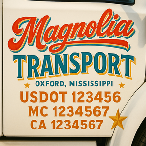 Truck Door Decal Sticker Lettering With USDOT, MC, CA, KYU, GVW & More | Custom Truck Door Decal Sticker Signs (Set of 2)