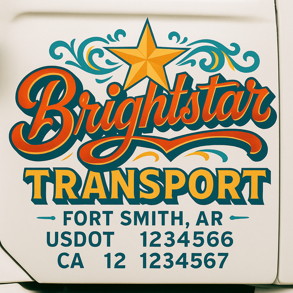 Truck Door Decal Sticker Lettering With USDOT, MC, CA, KYU, GVW & More | Custom Truck Door Decal Sticker Signs (Set of 2)