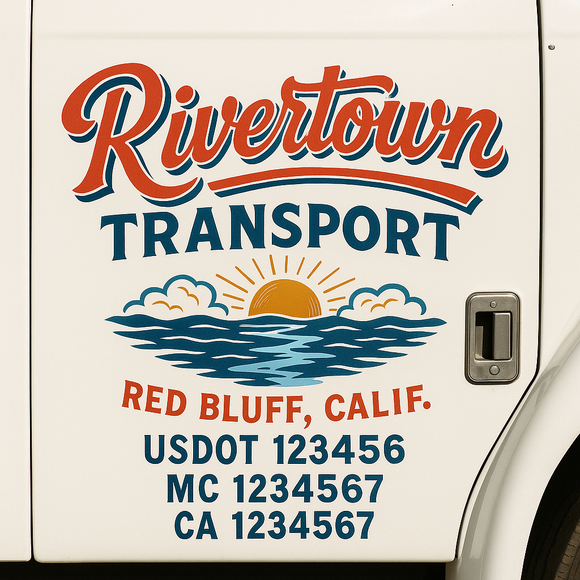 Truck Door Decal Sticker Lettering With USDOT, MC, CA, KYU, GVW & More | Custom Truck Door Decal Sticker Signs (Set of 2)