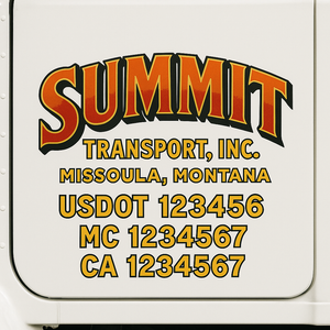Truck Door Decal Sticker Lettering With USDOT, MC, CA, KYU, GVW & More | Custom Truck Door Decal Sticker Signs (Set of 2)