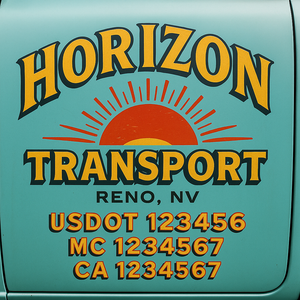 Truck Door Decal Sticker Lettering With USDOT, MC, CA, KYU, GVW & More | Custom Truck Door Decal Sticker Signs (Set of 2)