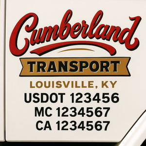 Truck Door Decal Sticker Lettering With USDOT, MC, CA, KYU, GVW & More | Custom Truck Door Decal Sticker Signs (Set of 2)