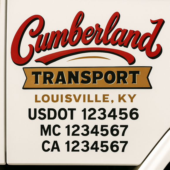 Truck Door Decal Sticker Lettering With USDOT, MC, CA, KYU, GVW & More | Custom Truck Door Decal Sticker Signs (Set of 2)