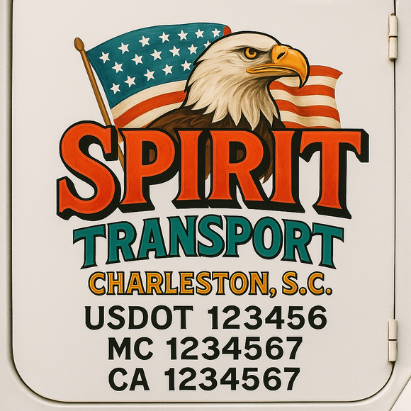 Truck Door Decal Sticker Lettering With USDOT, MC, CA, KYU, GVW & More | Custom Truck Door Decal Sticker Signs (Set of 2)