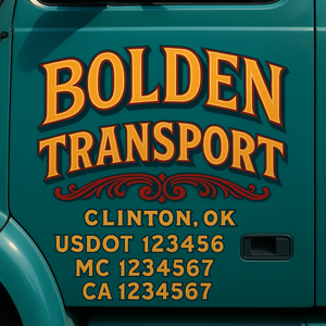 Truck Door Decal Sticker Lettering With USDOT, MC, CA, KYU, GVW & More | Custom Truck Door Decal Sticker Signs (Set of 2)