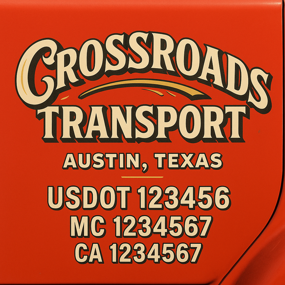 Truck Door Decal Sticker Lettering With USDOT, MC, CA, KYU, GVW & More | Custom Truck Door Decal Sticker Signs (Set of 2)