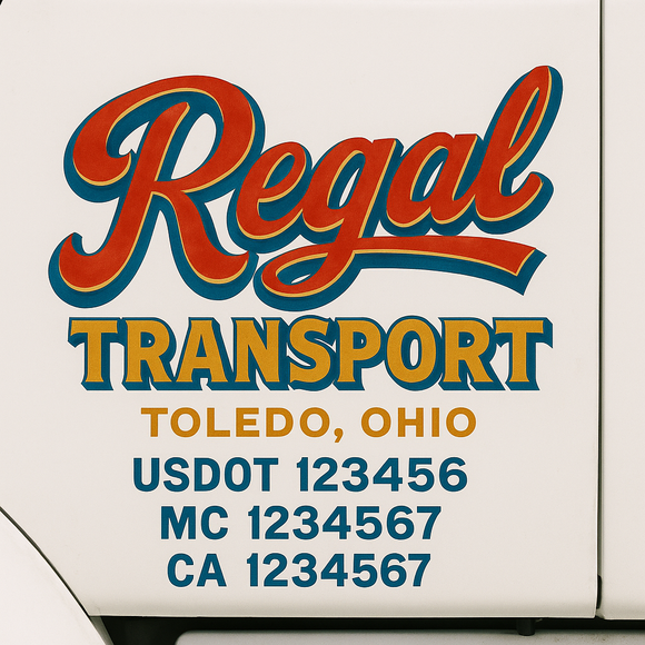 Truck Door Decal Sticker Lettering With USDOT, MC, CA, KYU, GVW & More | Custom Truck Door Decal Sticker Signs (Set of 2)