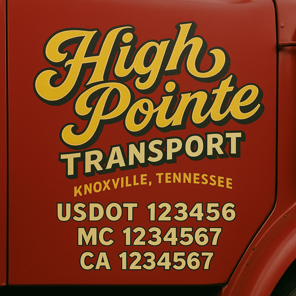Truck Door Decal Sticker Lettering With USDOT, MC, CA, KYU, GVW & More | Custom Truck Door Decal Sticker Signs (Set of 2)