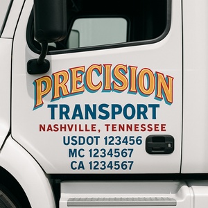 Truck Door Decal Sticker Lettering With USDOT, MC, CA, KYU, GVW & More | Custom Truck Door Decal Sticker Signs (Set of 2)